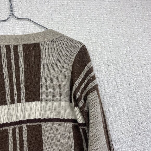 VTG Cooper Wool Blend Cardigan Brown Color block Men S Grandpa 90s Canada Made - Picture 15 of 15